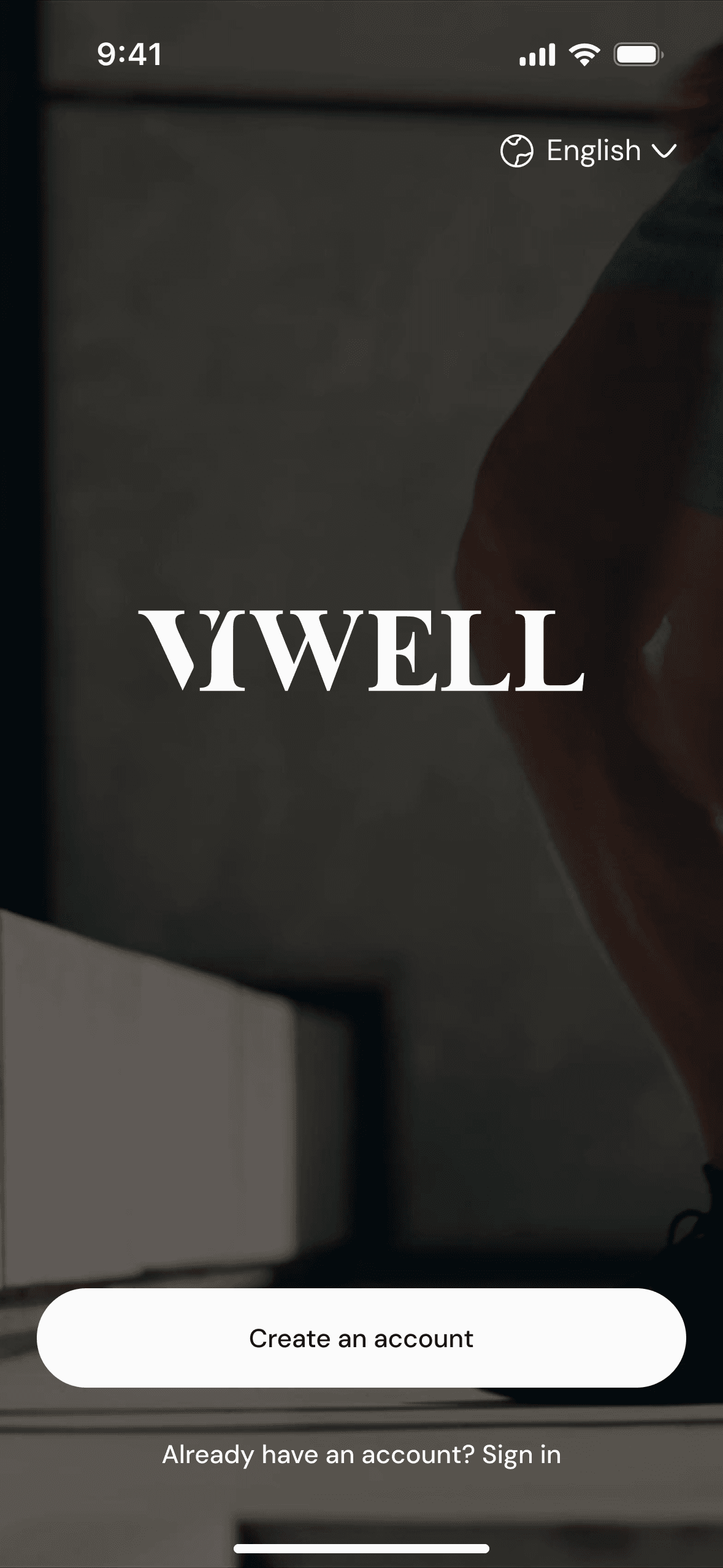 The VIWELL app start screen